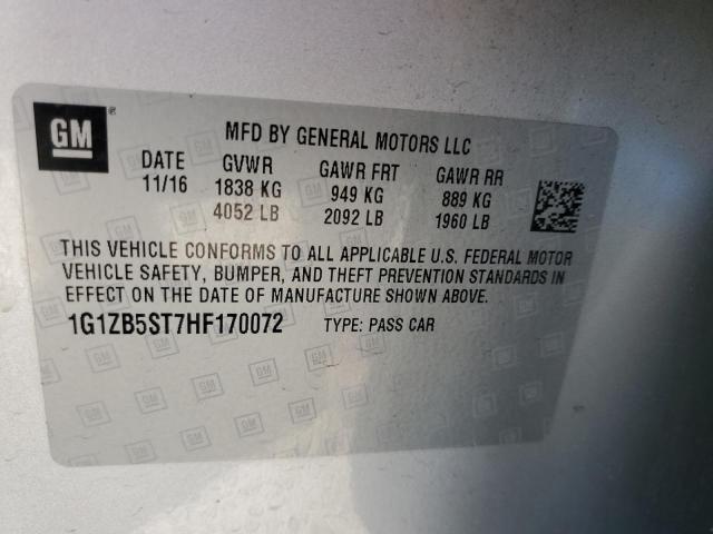 Photo 9 VIN: 1G1ZB5ST7HF170072 - CHEVROLET MALIBU LS 