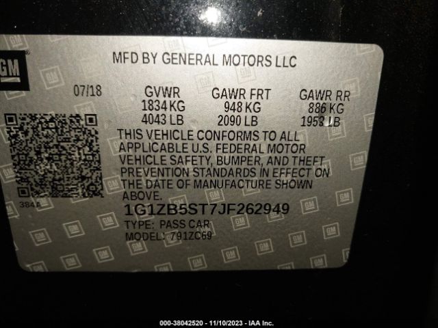 Photo 8 VIN: 1G1ZB5ST7JF262949 - CHEVROLET MALIBU 