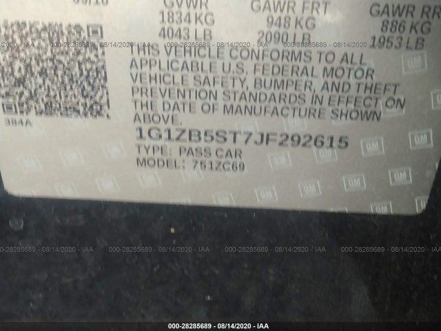 Photo 8 VIN: 1G1ZB5ST7JF292615 - CHEVROLET MALIBU 