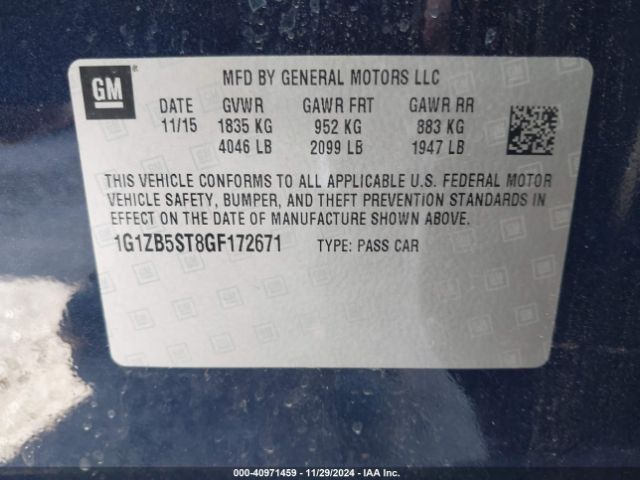 Photo 8 VIN: 1G1ZB5ST8GF172671 - CHEVROLET MALIBU 