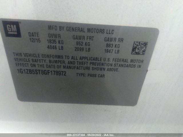 Photo 8 VIN: 1G1ZB5ST8GF178972 - CHEVROLET MALIBU 