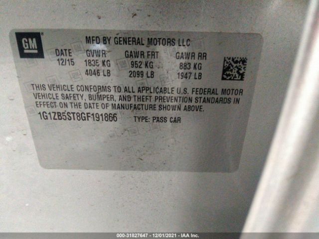 Photo 8 VIN: 1G1ZB5ST8GF191866 - CHEVROLET MALIBU 