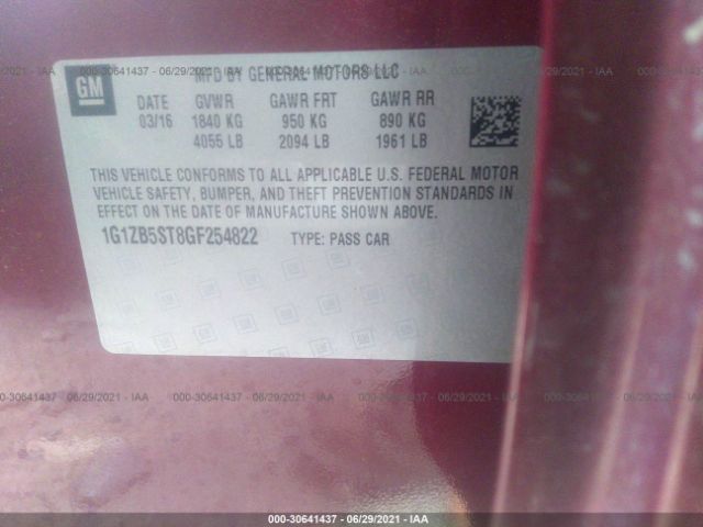 Photo 8 VIN: 1G1ZB5ST8GF254822 - CHEVROLET MALIBU 