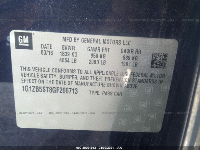 Photo 8 VIN: 1G1ZB5ST8GF266713 - CHEVROLET MALIBU 