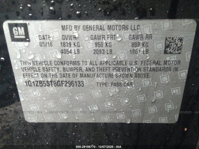 Photo 8 VIN: 1G1ZB5ST8GF296133 - CHEVROLET MALIBU 