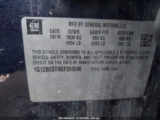 Photo 8 VIN: 1G1ZB5ST8GF358646 - CHEVROLET MALIBU 