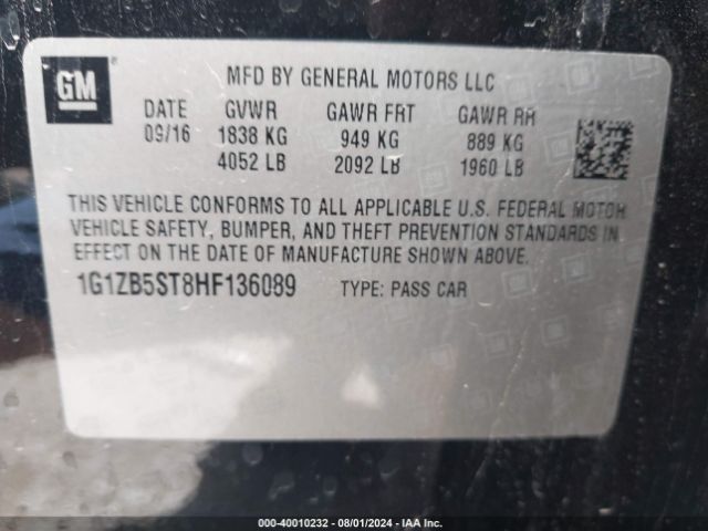 Photo 8 VIN: 1G1ZB5ST8HF136089 - CHEVROLET MALIBU 