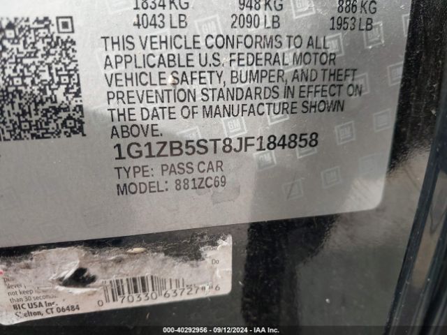 Photo 8 VIN: 1G1ZB5ST8JF184858 - CHEVROLET MALIBU 