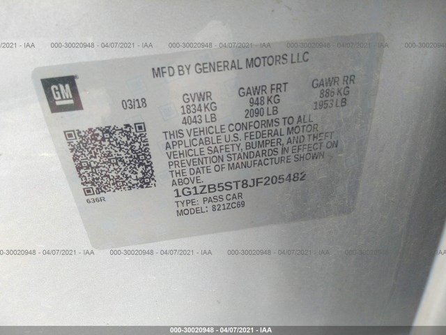 Photo 8 VIN: 1G1ZB5ST8JF205482 - CHEVROLET MALIBU 