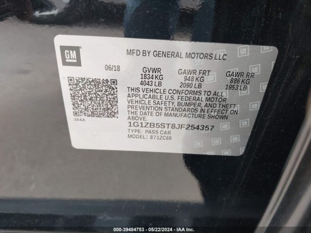 Photo 8 VIN: 1G1ZB5ST8JF254357 - CHEVROLET MALIBU 