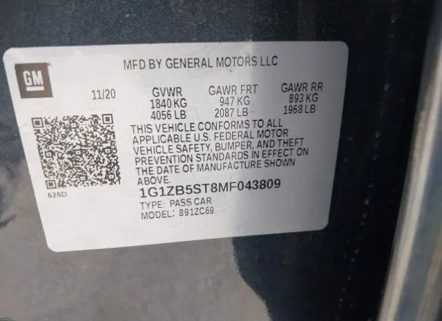 Photo 8 VIN: 1G1ZB5ST8MF043809 - CHEVROLET MALIBU 