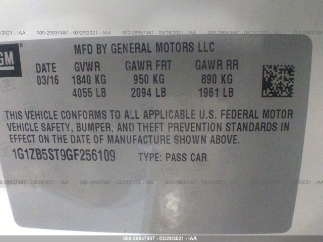 Photo 8 VIN: 1G1ZB5ST9GF256109 - CHEVROLET MALIBU 