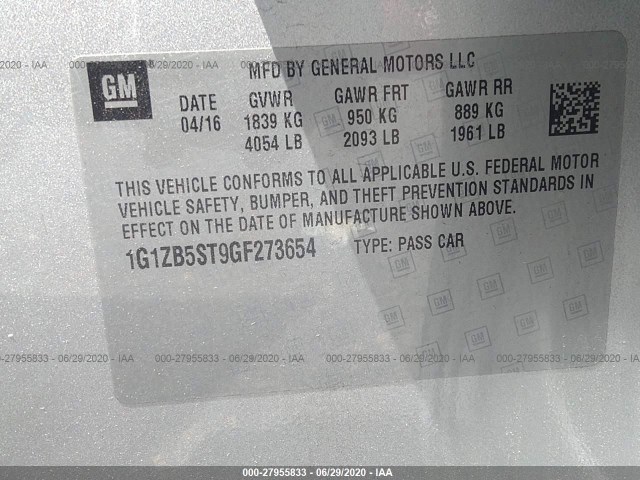 Photo 8 VIN: 1G1ZB5ST9GF273654 - CHEVROLET MALIBU 