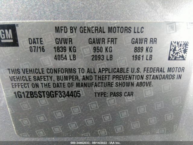 Photo 8 VIN: 1G1ZB5ST9GF334405 - CHEVROLET MALIBU 