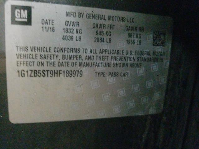 Photo 9 VIN: 1G1ZB5ST9HF189979 - CHEVROLET MALIBU LS 