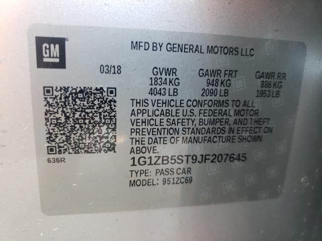 Photo 9 VIN: 1G1ZB5ST9JF207645 - CHEVROLET MALIBU LS 