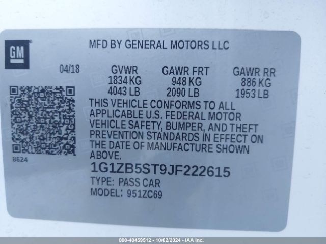 Photo 8 VIN: 1G1ZB5ST9JF222615 - CHEVROLET MALIBU 