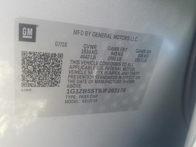 Photo 9 VIN: 1G1ZB5ST9JF263178 - CHEVROLET MALIBU LS 