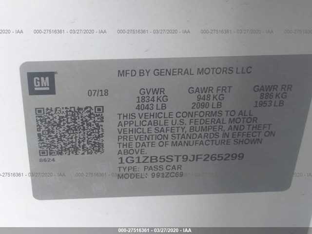 Photo 8 VIN: 1G1ZB5ST9JF265299 - CHEVROLET MALIBU 