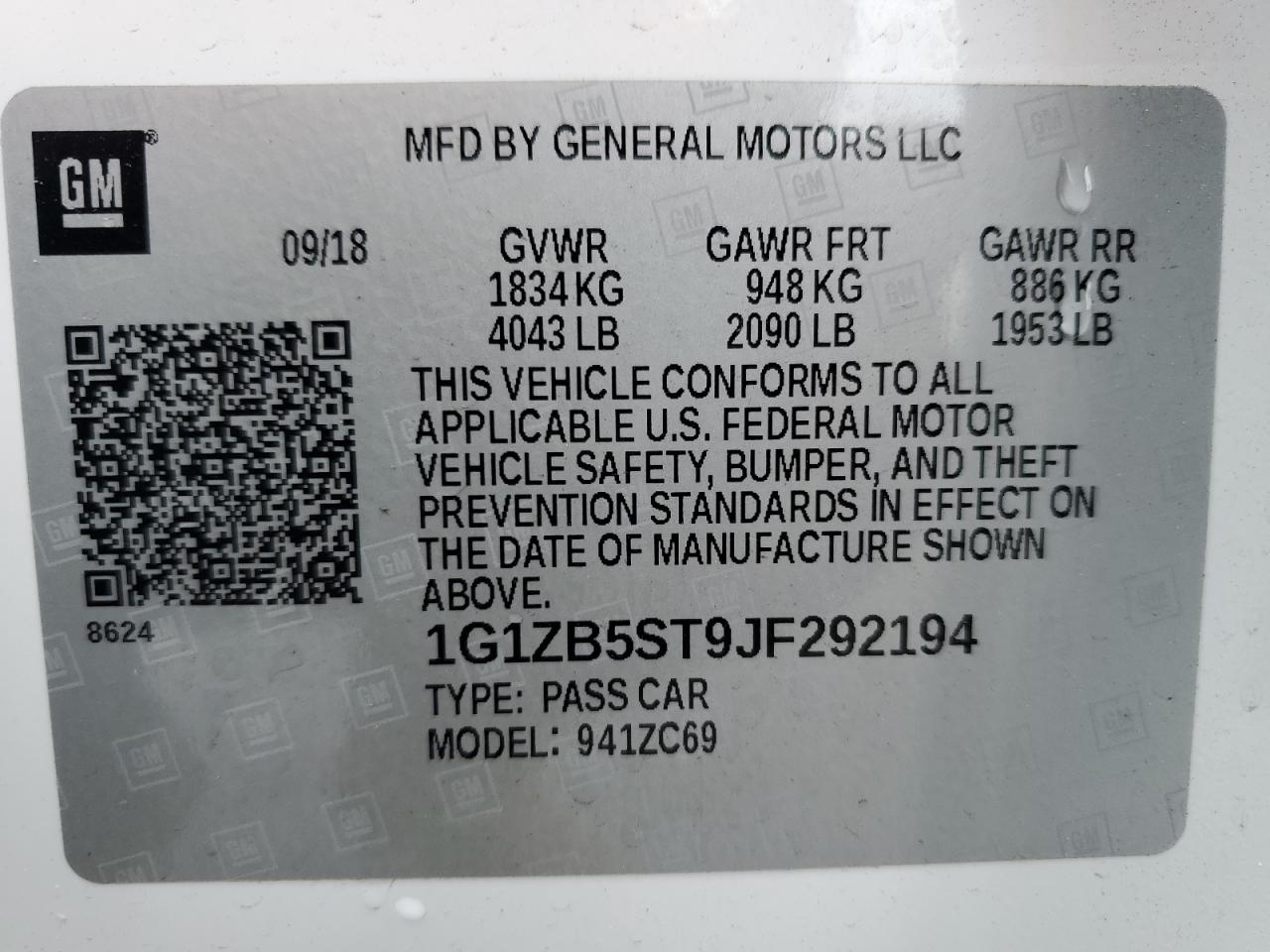 Photo 11 VIN: 1G1ZB5ST9JF292194 - CHEVROLET MALIBU 