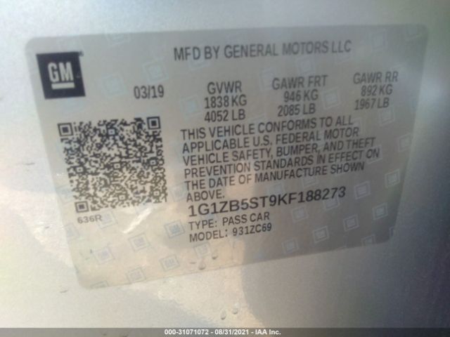 Photo 8 VIN: 1G1ZB5ST9KF188273 - CHEVROLET MALIBU 