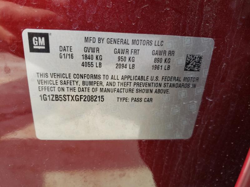 Photo 9 VIN: 1G1ZB5STXGF208215 - CHEVROLET MALIBU LS 