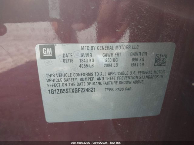 Photo 8 VIN: 1G1ZB5STXGF224821 - CHEVROLET MALIBU 