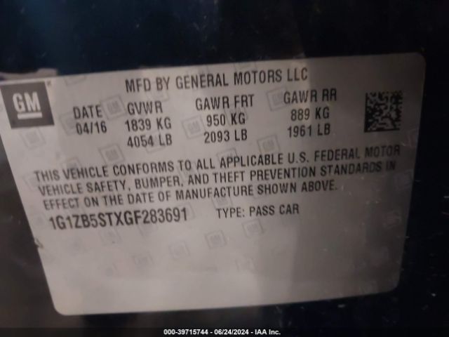 Photo 8 VIN: 1G1ZB5STXGF283691 - CHEVROLET MALIBU 