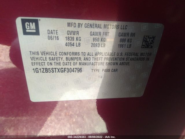 Photo 8 VIN: 1G1ZB5STXGF304796 - CHEVROLET MALIBU 