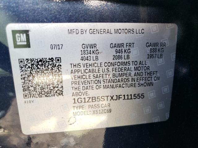 Photo 9 VIN: 1G1ZB5STXJF111555 - CHEVROLET MALIBU LS 