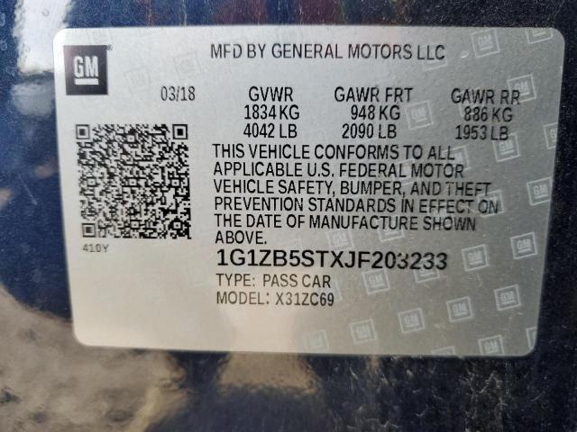 Photo 11 VIN: 1G1ZB5STXJF203233 - CHEVROLET MALIBU 