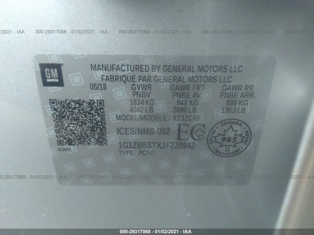 Photo 8 VIN: 1G1ZB5STXJF228942 - CHEVROLET MALIBU 