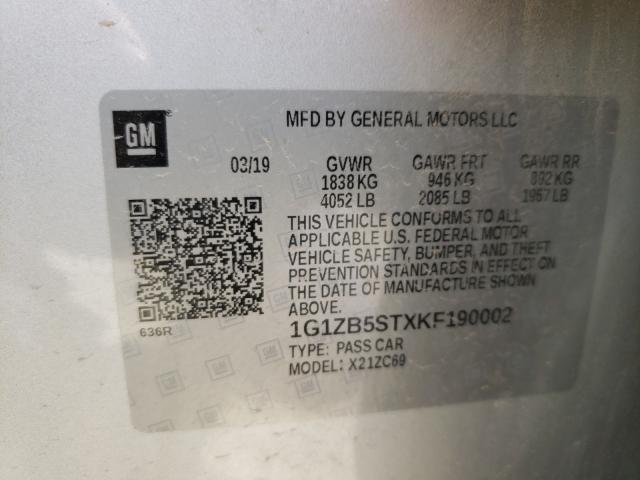 Photo 9 VIN: 1G1ZB5STXKF190002 - CHEVROLET MALIBU LS 