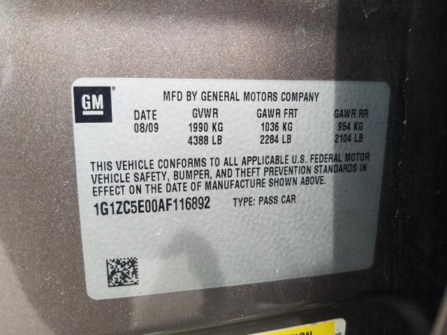 Photo 9 VIN: 1G1ZC5E00AF116892 - CHEVROLET MALIBU 1LT 