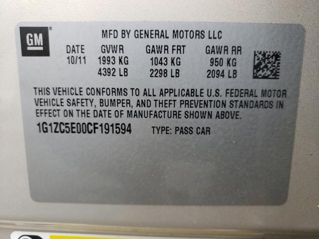 Photo 9 VIN: 1G1ZC5E00CF191594 - CHEVROLET MALIBU 1LT 