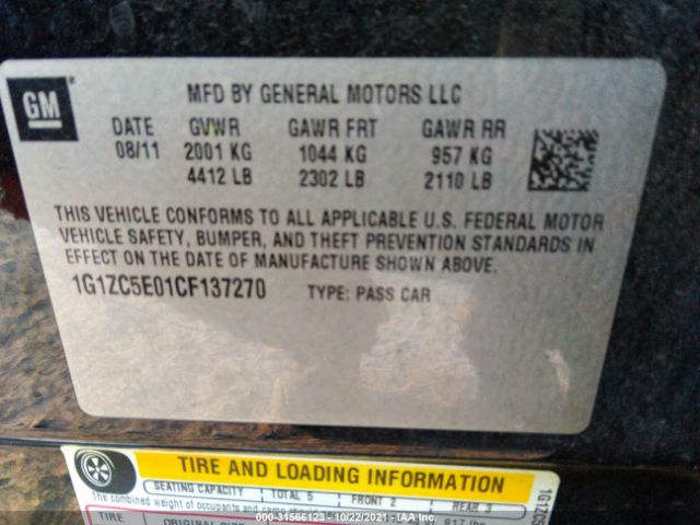 Photo 8 VIN: 1G1ZC5E01CF137270 - CHEVROLET MALIBU 