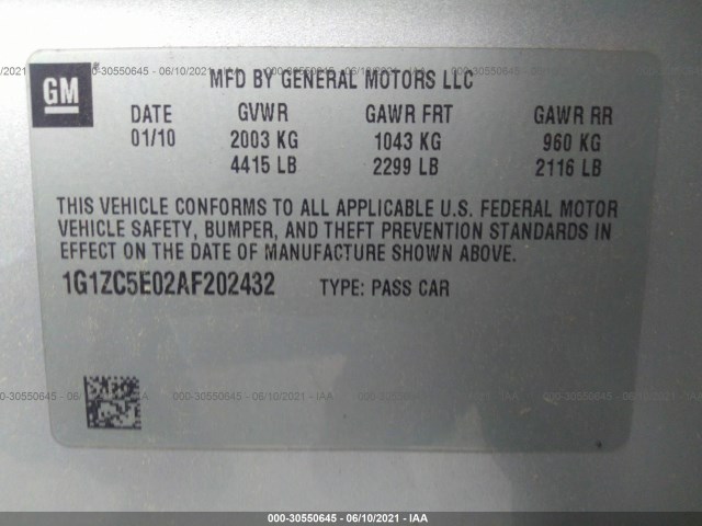 Photo 8 VIN: 1G1ZC5E02AF202432 - CHEVROLET MALIBU 