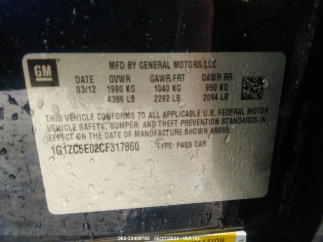 Photo 8 VIN: 1G1ZC5E02CF317860 - CHEVROLET MALIBU 