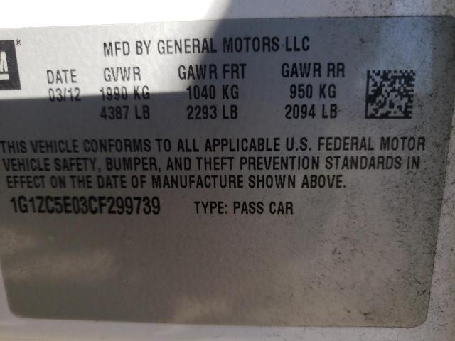 Photo 9 VIN: 1G1ZC5E03CF299739 - CHEVROLET MALIBU 1LT 