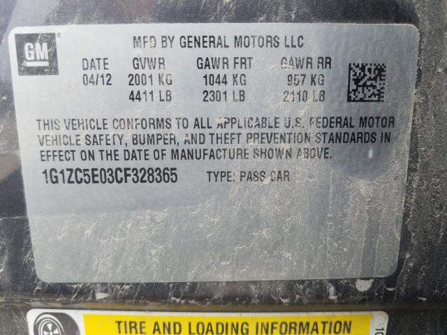 Photo 9 VIN: 1G1ZC5E03CF328365 - CHEVROLET MALIBU 1LT 