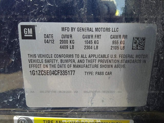 Photo 8 VIN: 1G1ZC5E04CF335177 - CHEVROLET MALIBU 