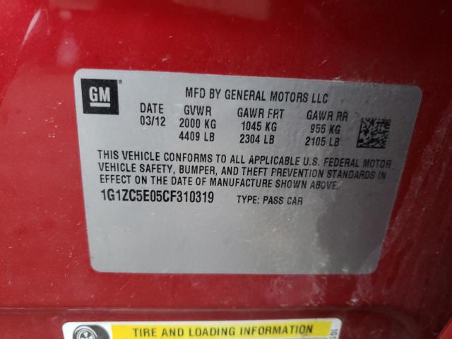 Photo 11 VIN: 1G1ZC5E05CF310319 - CHEVROLET MALIBU 1LT 