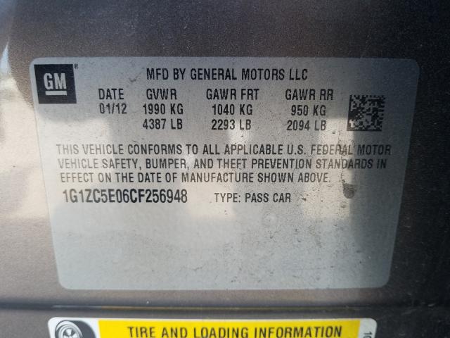 Photo 9 VIN: 1G1ZC5E06CF256948 - CHEVROLET MALIBU 1LT 