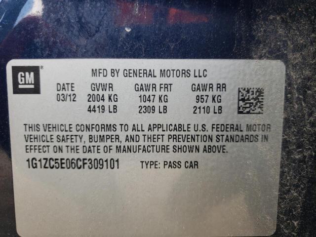 Photo 9 VIN: 1G1ZC5E06CF309101 - CHEVROLET MALIBU 1LT 