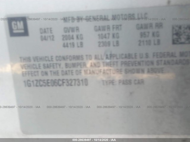 Photo 8 VIN: 1G1ZC5E06CF327310 - CHEVROLET MALIBU 