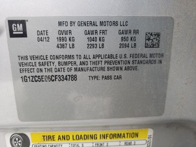 Photo 9 VIN: 1G1ZC5E06CF334788 - CHEVROLET MALIBU 1LT 