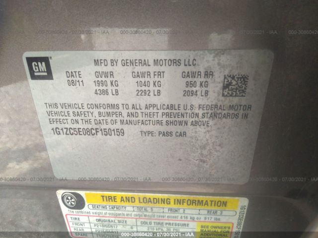 Photo 8 VIN: 1G1ZC5E08CF150159 - CHEVROLET MALIBU 