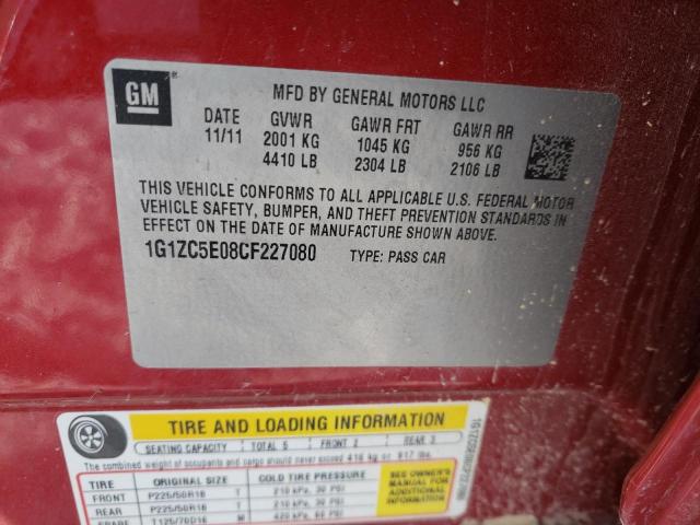 Photo 9 VIN: 1G1ZC5E08CF227080 - CHEVROLET MALIBU 1LT 