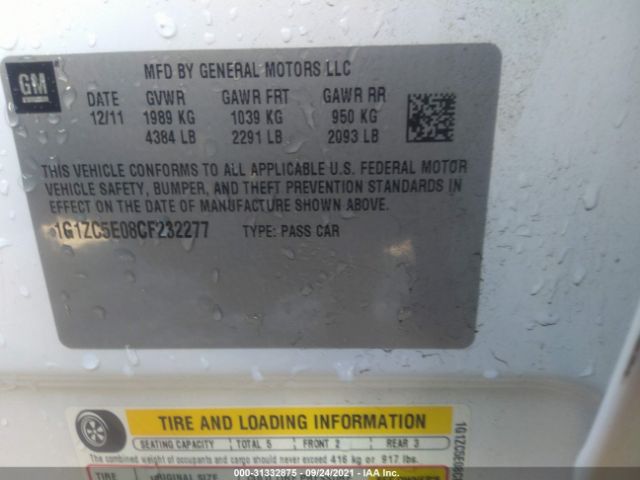 Photo 8 VIN: 1G1ZC5E08CF232277 - CHEVROLET MALIBU 