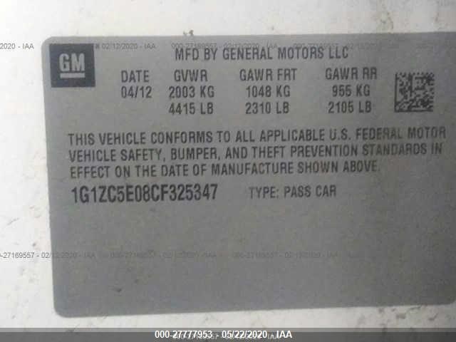 Photo 8 VIN: 1G1ZC5E08CF325347 - CHEVROLET MALIBU 